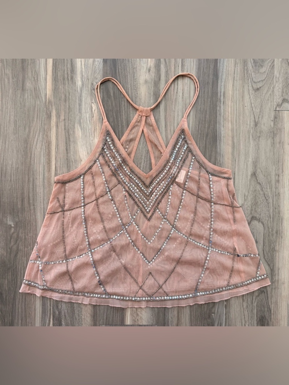 Forever 21 Pink Embellished Racerback Top Size M